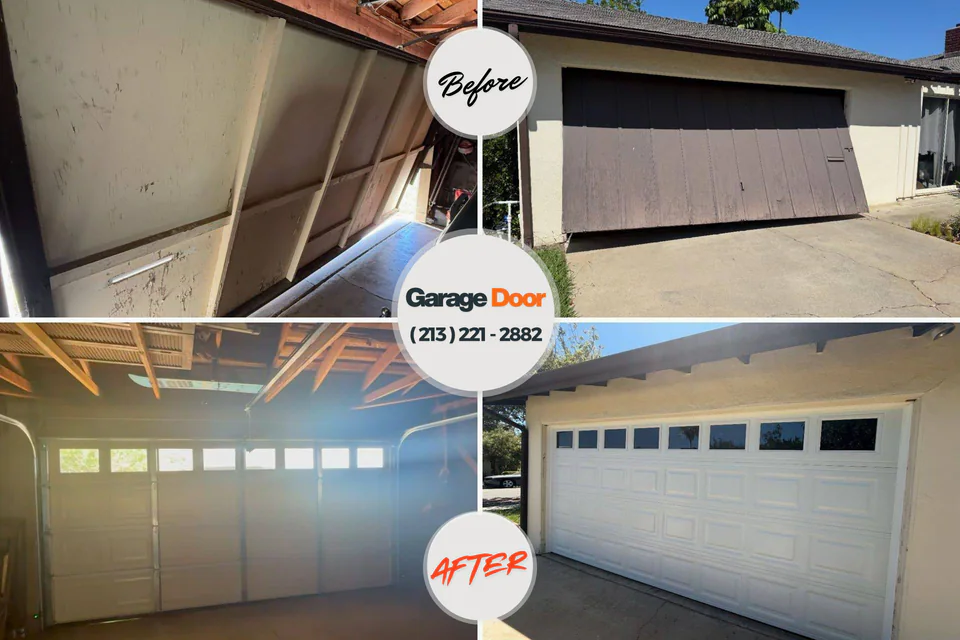 Before and after: garage door repair Waipio, HI